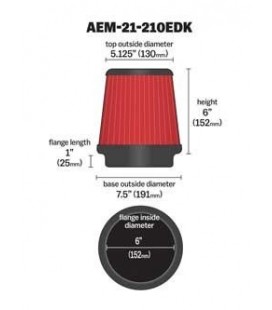 Air filter AEM 21-210EDK 152MM