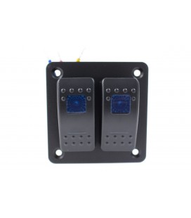 Alu panel switch, ONOFFx2 Blue