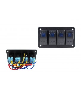 Alu panel switch, ONOFFx4 Blue