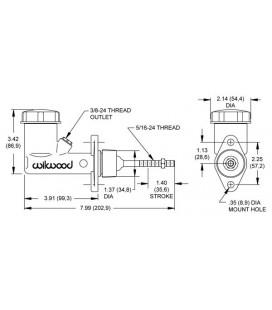 Brake clutch master cylinder with tank Wilwood 0,625"