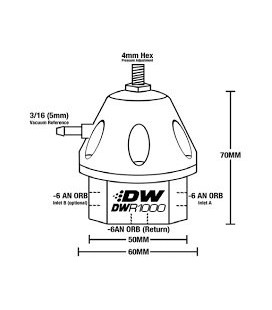 DeatschWerks DWR1000 Kuro spaudimo reguliatorius AN6