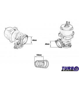 Išorinis WasteGate TurboWorks 44mm 1,0 Bar V-Band juodas