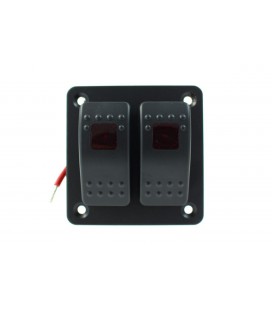 Alu panel switch, ON/OFFx2 Red