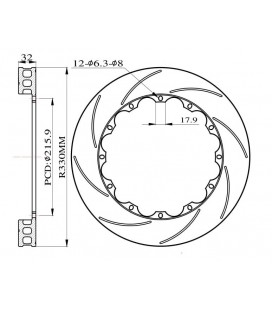 Brake rotors drilled for Big Brake Kit 330mm 2009-2011