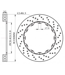 Brake rotors drilled for Big Brake Kit 330mm 2011+