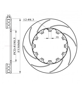 Brake rotors slotted for Big Brake Kit 330mm 2011+