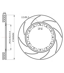 Brake rotors slotted for Big Brake Kit 380mm 2015