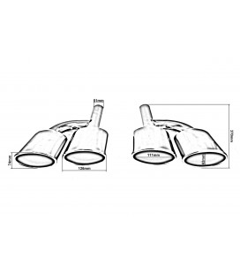 Exhaust Pipe End 126x74mm input 51mm Mercedes C63 AMG