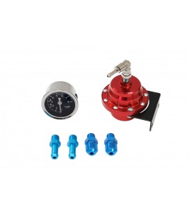 Fuel pressure regulator TurboWorks AN6 with gauge RED