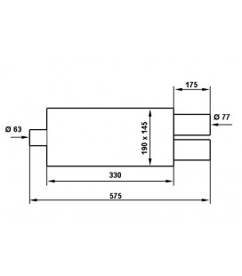 Rear Muffler TurboWorks 2x77mm inlet 63,5mm