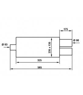 Rear Muffler TurboWorks 2x90mm inlet 63,5mm