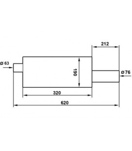 Rear Muffler TurboWorks 76mm inlet 63,5mm