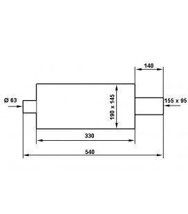 Rear Muffler TurboWorks 95x155mm inlet 63,5mm