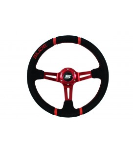 Steering wheel SLIDE 350mm offset:80mm Suede Red