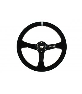 Steering wheel SLIDE 350mm offset:80mm Suede Silver Strip