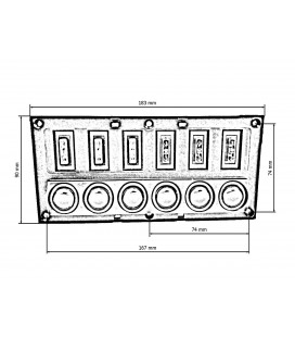 Switch 1224V IP68 ON-OFFx6, 6xB 3x5A 2x10A 1x15A, LED IP68