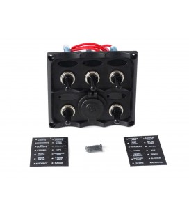 Jungiklių panėlė 12V SPSTON-OFFx5, 1xGZ, 3B 15A IP68