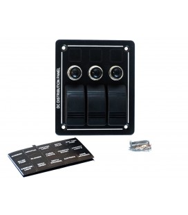 Jungiklių panėlė ALU, ON-OFFx3, BA 1x5A 1x10A 1x15A IP68
