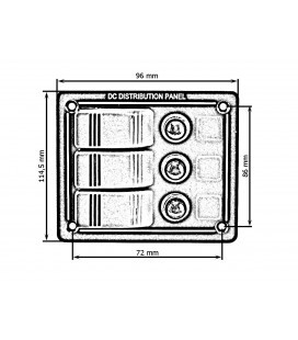 Switch Panel ALU, ON-OFFx3, BA 1x5A 1x10A 1x15A IP68