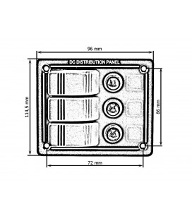 Jungiklių panėlė ALU, ON-OFFx3, BA 1x5A 1x10A 1x15A IP68