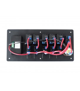 Switch panel ALU,ON-OFFx5, 1xZ, BA 3x5A 2x10A 1x15A IP68