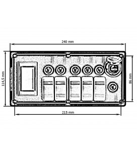 Switch panel ALU,ON-OFFx5, 1xZ, BA 3x5A 2x10A 1x15A IP68