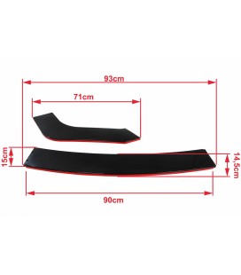 Universal front bumper splitter gloss black 3pcs.