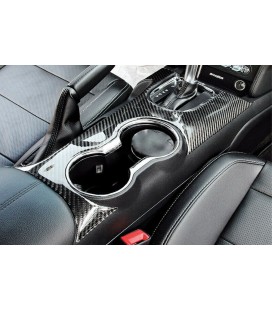 Carbon wrap center console cup box holder Ford Mustang 15-19