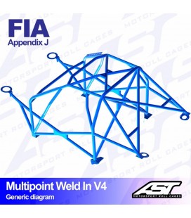 Roll Cage AUDI 100/200 (C3 Typ44 ) 4-doors Sedan Quattro MULTIPOINT WELD IN V4