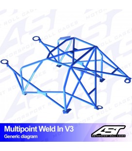 Roll Cage AUDI A3 / S3 (8L) 3-doors Hatchback Quattro MULTIPOINT WELD IN V3