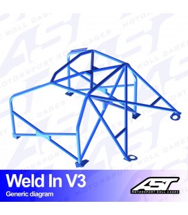 Roll Cage AUDI A3 / S3 (8L) 3-doors Hatchback Quattro WELD IN V3