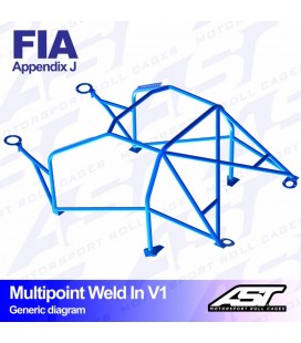 Roll Cage AUDI Coupe (B2) 2-doors Coupe FWD MULTIPOINT WELD IN V1