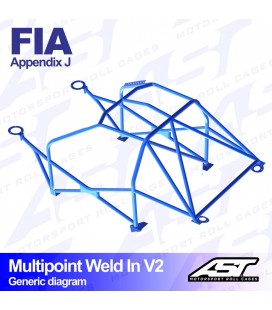 Roll Cage FORD Escort (Mk3/Mk4) 3-doors Coupe MULTIPOINT WELD IN V2