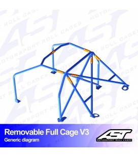 Roll Cage FORD Fiesta (Mk5/Mk6) (2002-2008) (JDH/JH) 3-doors Hatchback REMOVABLE FULL CAGE V3