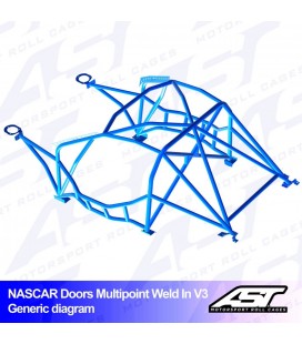 Roll Cage NISSAN Silvia (PS13) 3-doors Hatchback MULTIPOINT WELD IN V3 NASCAR-door