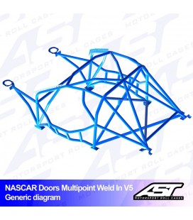 Roll Cage NISSAN Silvia (S13) 3-doors Hatchback MULTIPOINT WELD IN V5 NASCAR-door