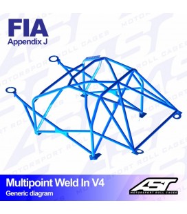 Roll Cage PEUGEOT 106 (Phase 1/2) 3-doors Hatchback MULTIPOINT WELD IN V4