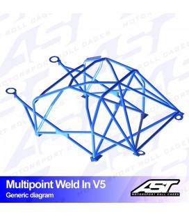 Roll Cage PEUGEOT 205 (Phase 1/2) 3-doors Hatchback MULTIPOINT WELD IN V5