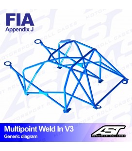 Roll Cage RENAULT Clio (Phase 3) 3-doors Hatchback MULTIPOINT WELD IN V3