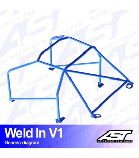 Roll Cage Renault Megane (Phase 2) 3-doors Hatchback WELD IN V1