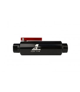 Aeromotive In-Line AN-10 Filter w/ Shutoff Valve 100 Micron SS Element - Black Anodize Finish