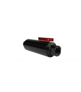 Aeromotive In-Line AN-10 Filter w/ Shutoff Valve 100 Micron SS Element - Black Anodize Finish