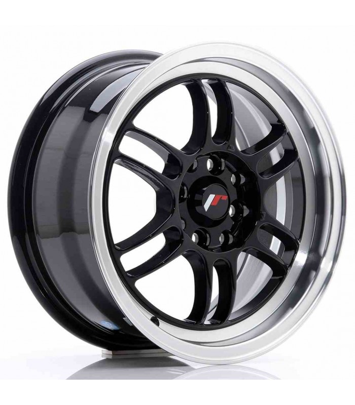JR Wheels JR7 15x7 ET38 4x100/114 Glossy Black w/Machined Lip