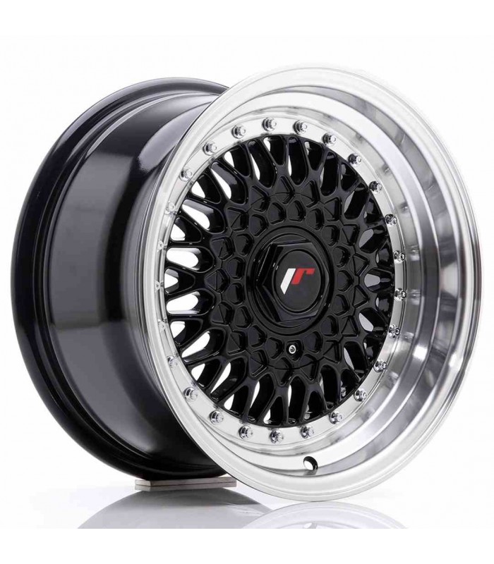 JR Wheels JR9 15x8 ET20 4x100/108 Gloss Black w/Machined Lip