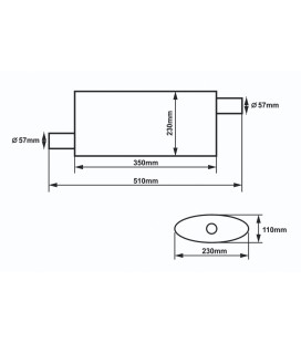 Center Muffler 57mm SLIDE 304SS 350mm