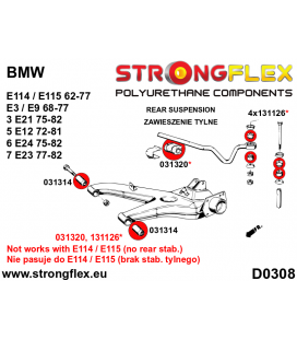 036127A: Rear suspension bush kit SPORT