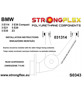 036125A: Rear suspension bush kit SPORT