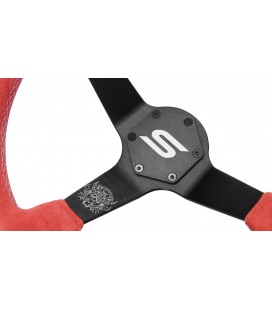 Steering wheel SLIDE 350mm offset:80mm Suede Silver Strip