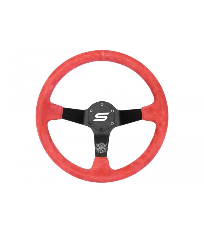 Steering wheel SLIDE 350mm offset:80mm Suede Silver Strip