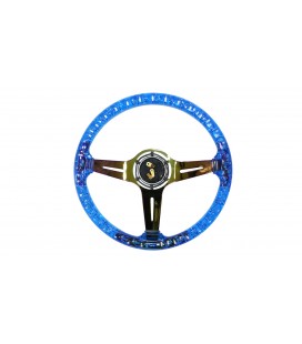 Steering wheel Slide 350mm offset:70mm NeoChrome acrylic blue